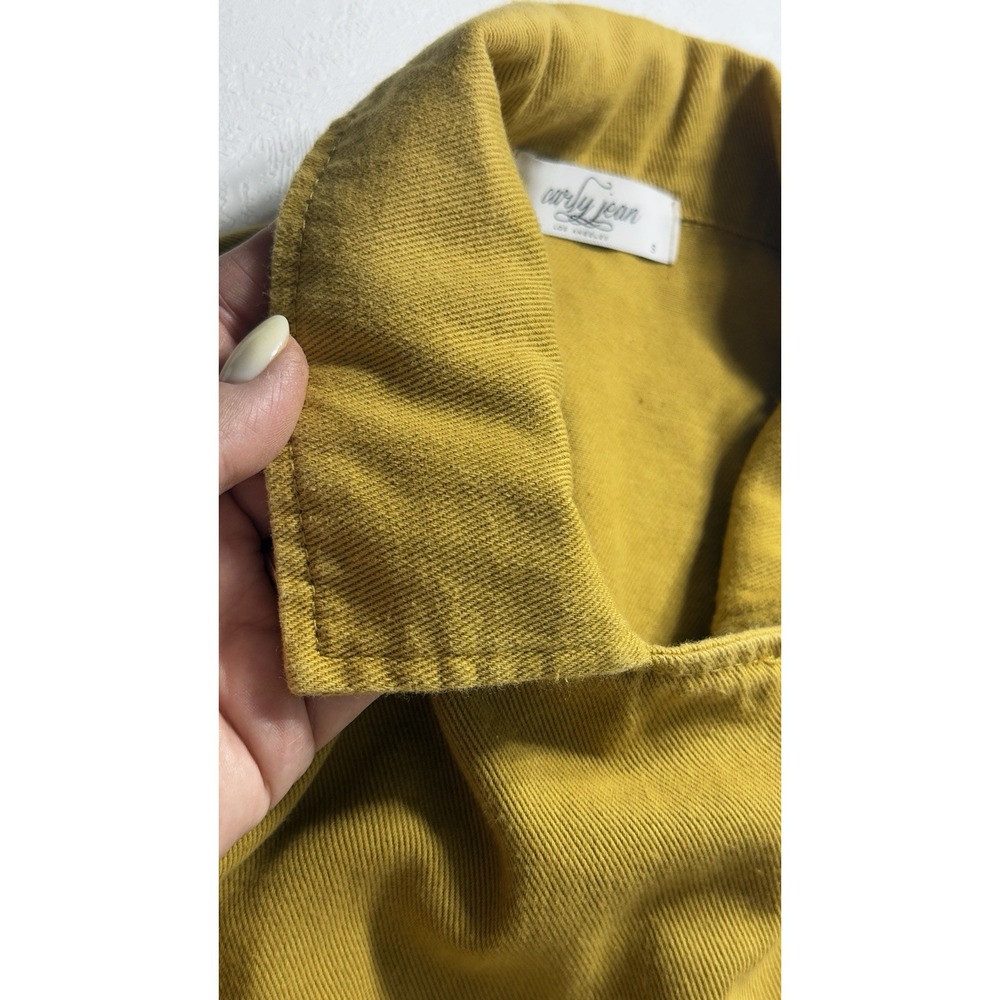 Carly Jean LA Women Small Asymmetrical Zip Moto Jacket Mustard Yellow Cropped - Picture 8 of 9